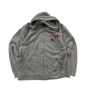 Disney Eeyore Zip Hoodie Womens LG Gray Back Hit Fleece Embroidered Winnie Pooh